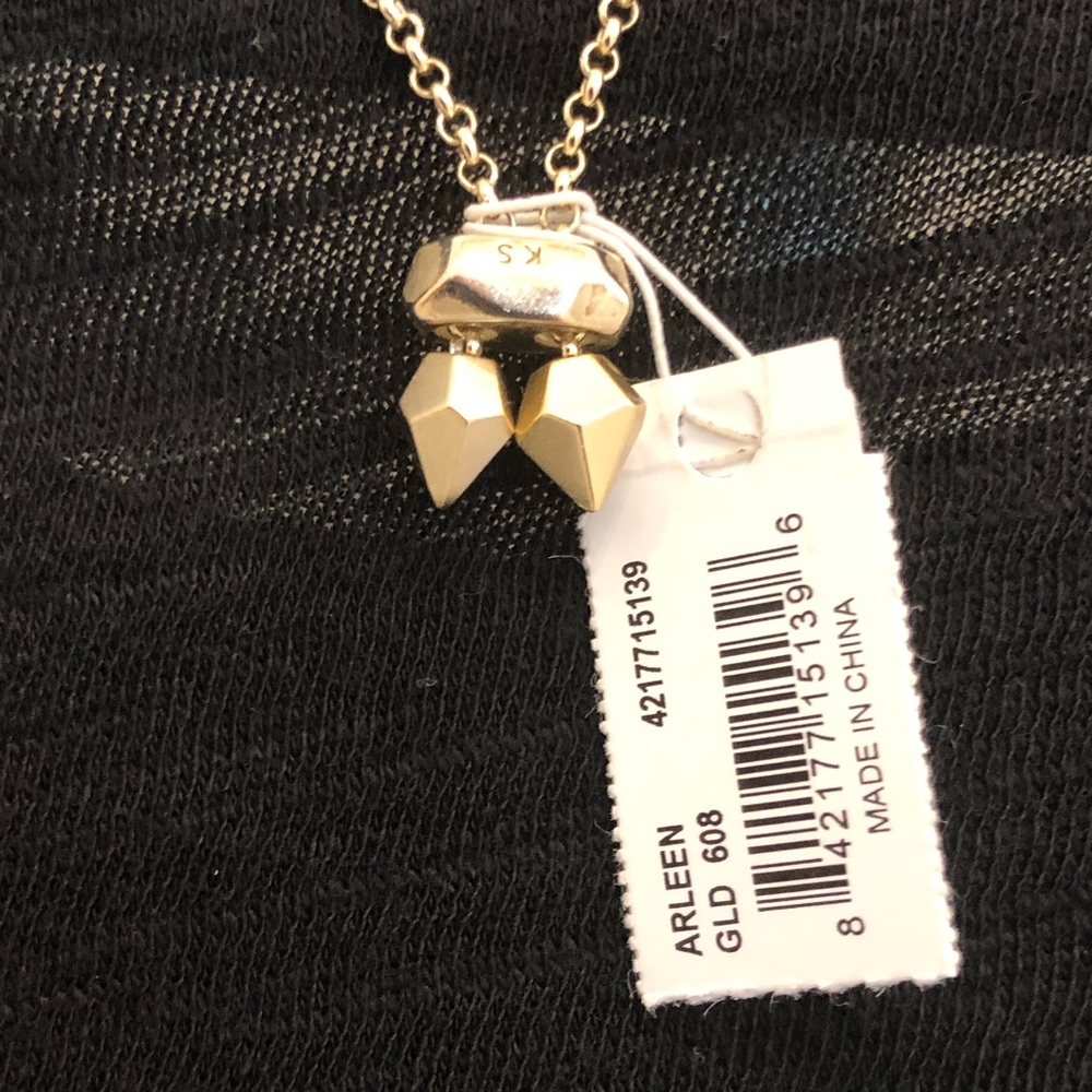 NWT Kendra Scott Arleen Pendant Necklace Bordeaux Tiger’s Eye Gold Tone - Picture 10 of 13